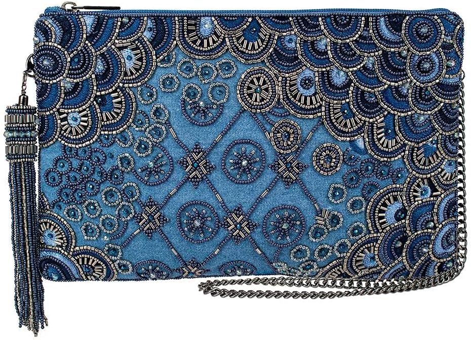 Mary Frances Work It Beaded Handbag Clutch – Art Deco Crossbody Evening Purse with Zipper Closure for Travel, Weddings, Parties – Multicolor