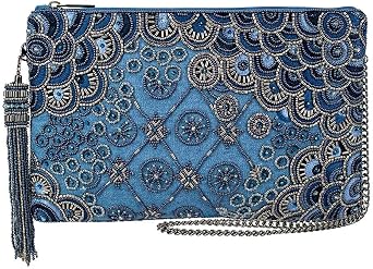 Mary Frances Work It Beaded Handbag Clutch Art Deco Crossbody Evening Purse with Zipper Closure for Travel, Weddings, Parties Multicolor