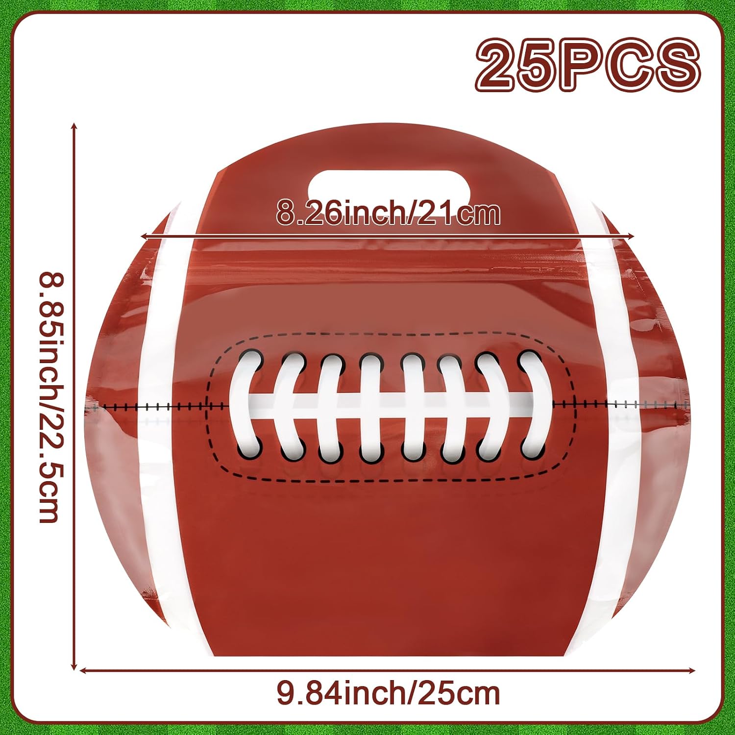 Hxezoc 25 PCS Football Goodie Bags with Handle Sealed Stand-Up Treat Candy Bags Sport Snack Bags for Boys Kids Football Theme Birthday Party Decoration Supplies image 2