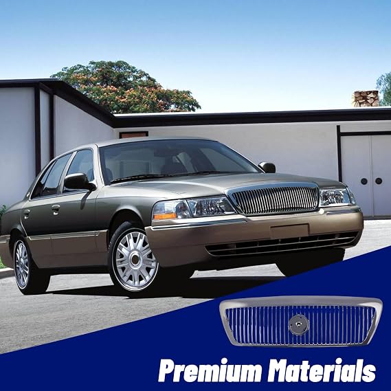 Replacement Parts Front Grille Grill Assembly With Chrome Shell With Chrome Insert Compatible With Mercury Grand Marquis 2003 2004 2005