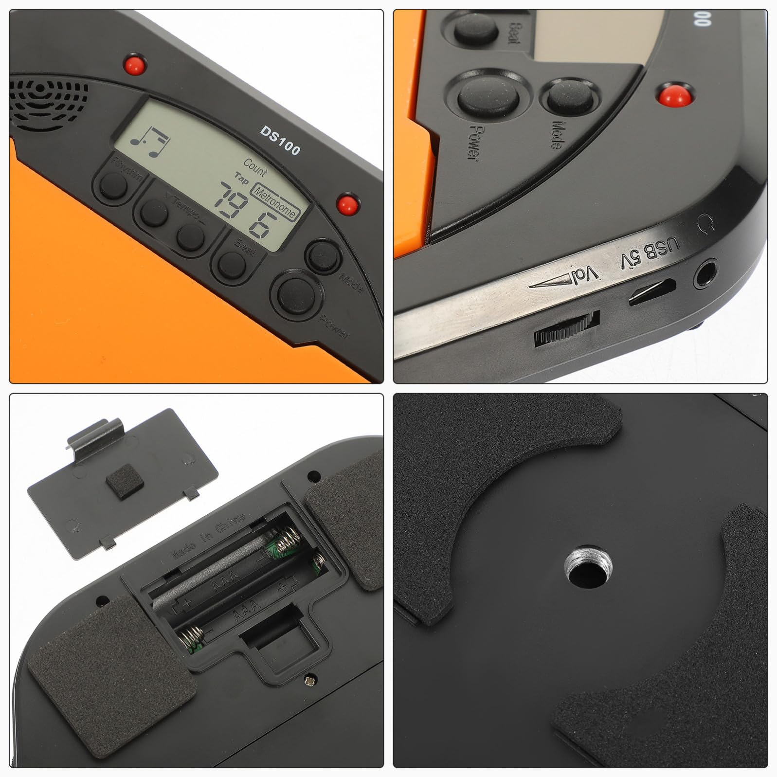 Metrónomo Digital Pantalla Lcd y Medición Tap Tempo para Pad de Batería Electrónico de Silicona y Asb Adecuado para Práctica de Bateristas Principiantes