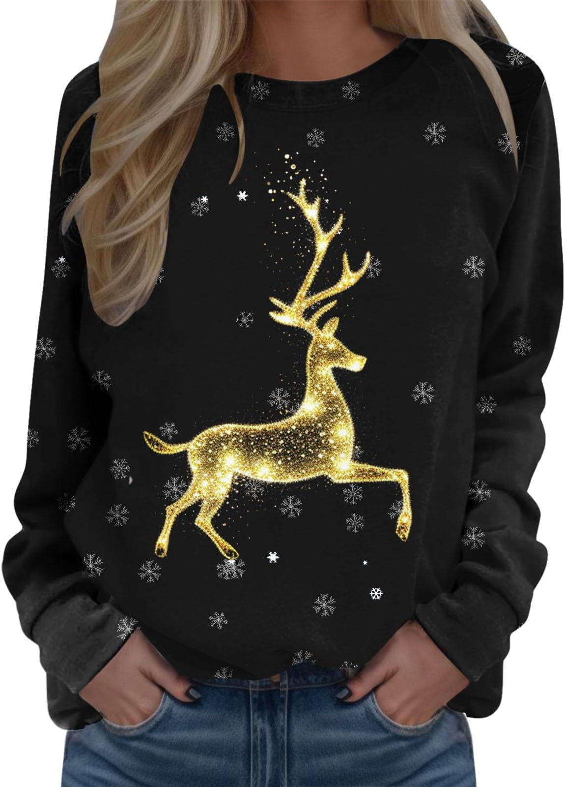 Sweatshirts Streetwear Sweatshirt For Womens Merry Christmas Print O Neck Round Neck Fit Pullover Tops Comfortable Long Sleeve Workout Shirts Loose Blouse Properly Tied Pullover Christmas Sweatshirts