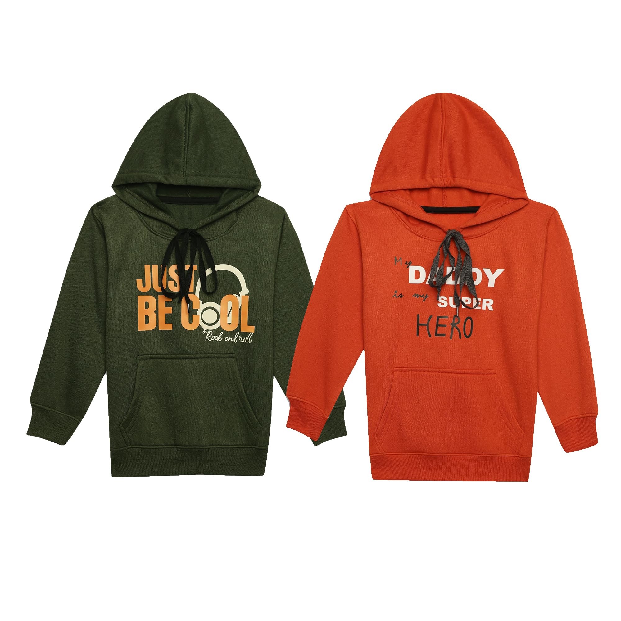 Mack Jonney Unisex-Child Printed Hooded Cotton Fleece Sweatshirt (Pack of 2)