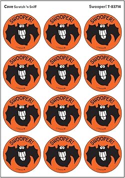 Swooper!/ Cave Scent Retro Scratch n Sniff Stinky Stickers by Trend; 24 Seals/Pack - Authentic 1980s Designs!