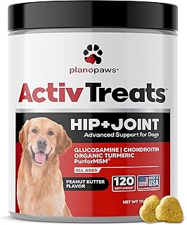 Glucosamine for Dogs Hip and Joint Supplement - Safe Joint Support for Dogs - Dog Joint Supplement with Glucosamine Chondroitin MSM Turmeric for Dogs - 120 Joint Care Chews for Dogs ActivTreats