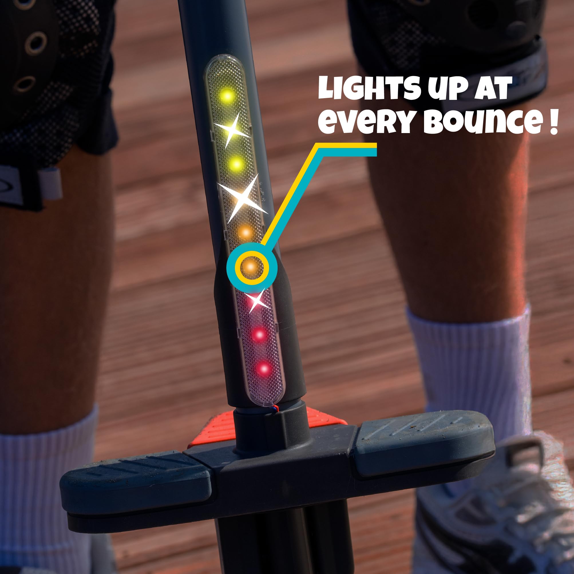 Chillafish Poogi Glow – Pogostick für Kinder ab 5 Jahren – Sprungstab, Hüpfstange, max. Belastbarkeit 35 kg, höhenverstellbar, ideal für aktive Abenteuer CPPG02PAP