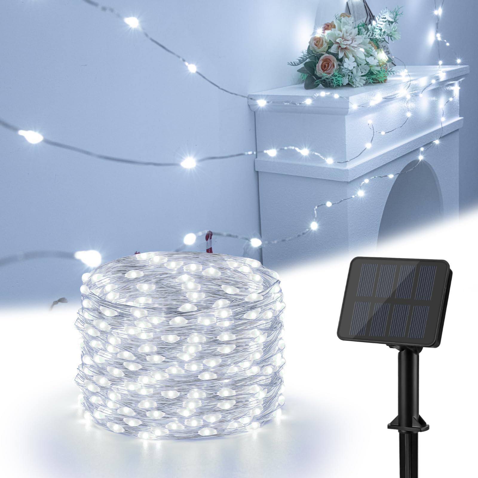 Isisyu Solar String Lights Outdoor, 12M/40FT 120 LED Garden Lights Solar Powered Waterproof