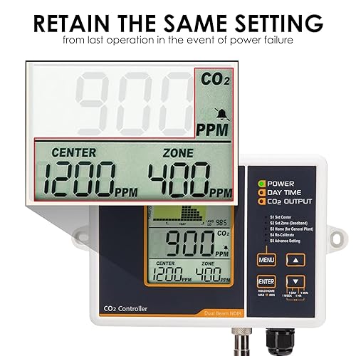Miniatura 8 de Controlador de CO2 Controlador de dióxido de carbono con función automática de día y noche y relé Monitor de CO2 Sensor de CO2 NDIR para