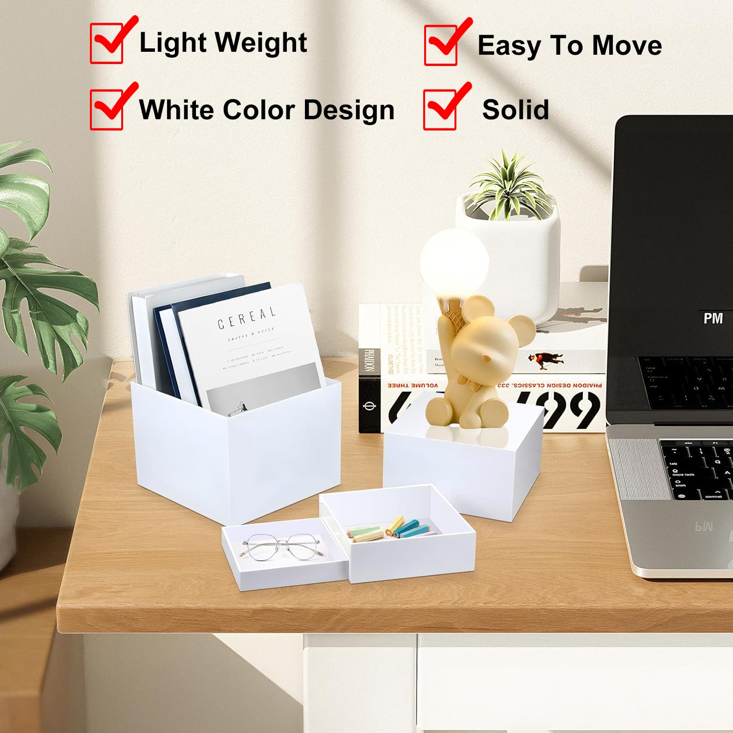 Set Di 4 Alzatine In Acrilico Bianco Impilabili, Dimensioni Diverse (max 20x20x15 Cm) - Per Torte, Esposizioni, Decorazioni, Fino A 10 Kg - 2