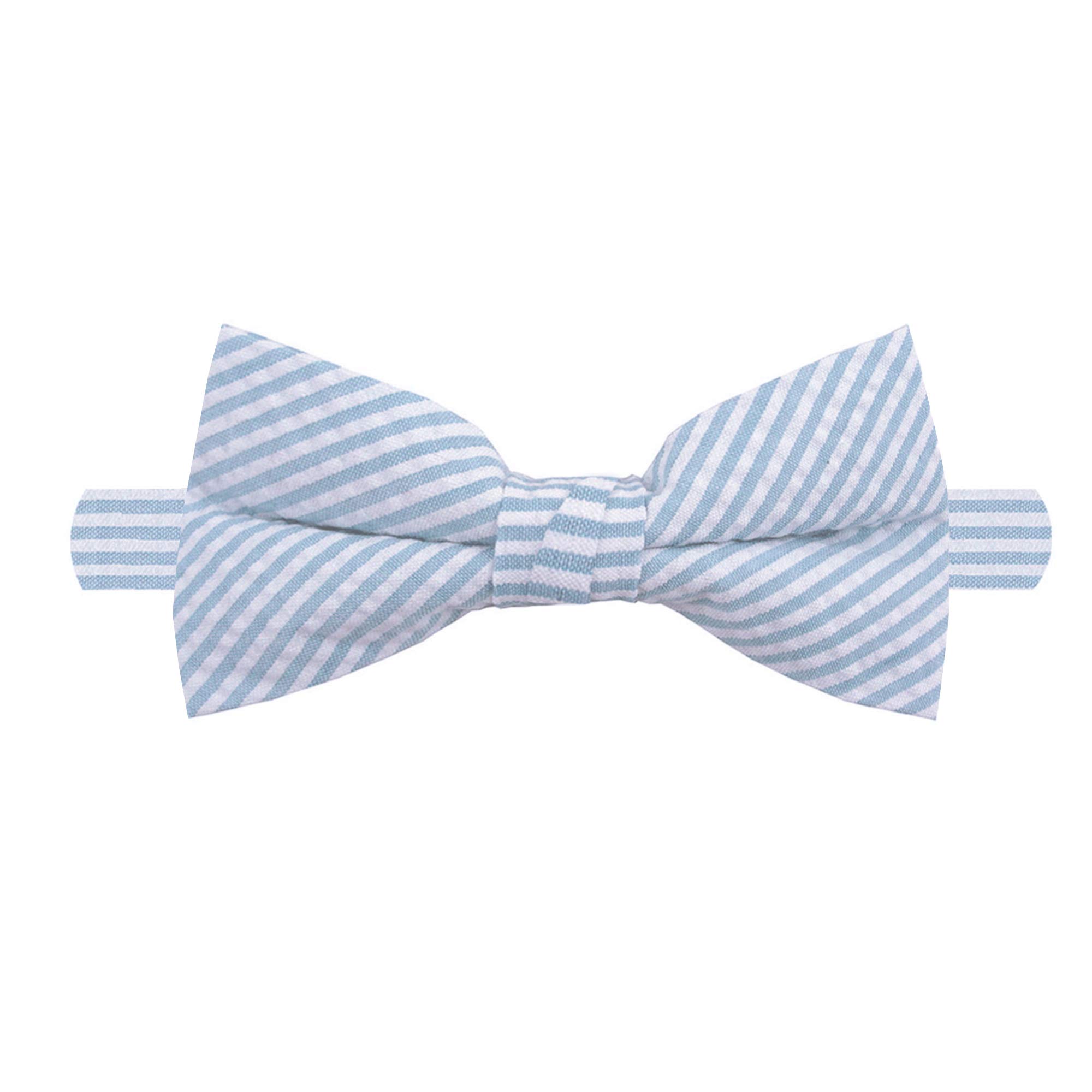 Men's Seersucker Striped Pattern Pre-tied Banded Bow Tie