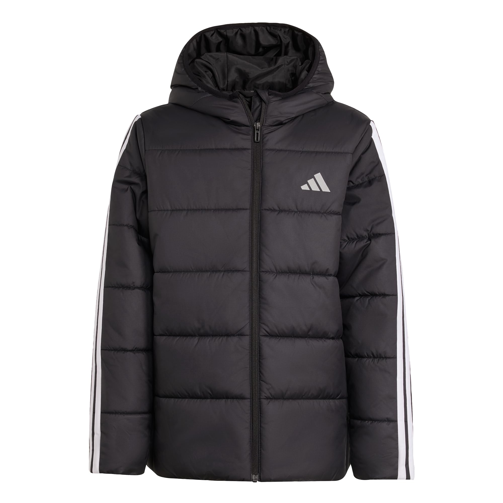 adidas Unisex Kids Essentials 3 Stripes Padded Coat, black/black/white, 9-10 Years