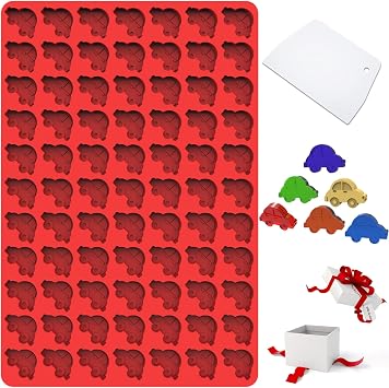 Mini Chocolate Candy Molds, 77 Cavities Silicone Mold with Car Shaped for Homemade Candy/Chocolate/Gummy/Jelly, Realistic Car Molds with a Scraper for Making Dainty Gift for Your Kids