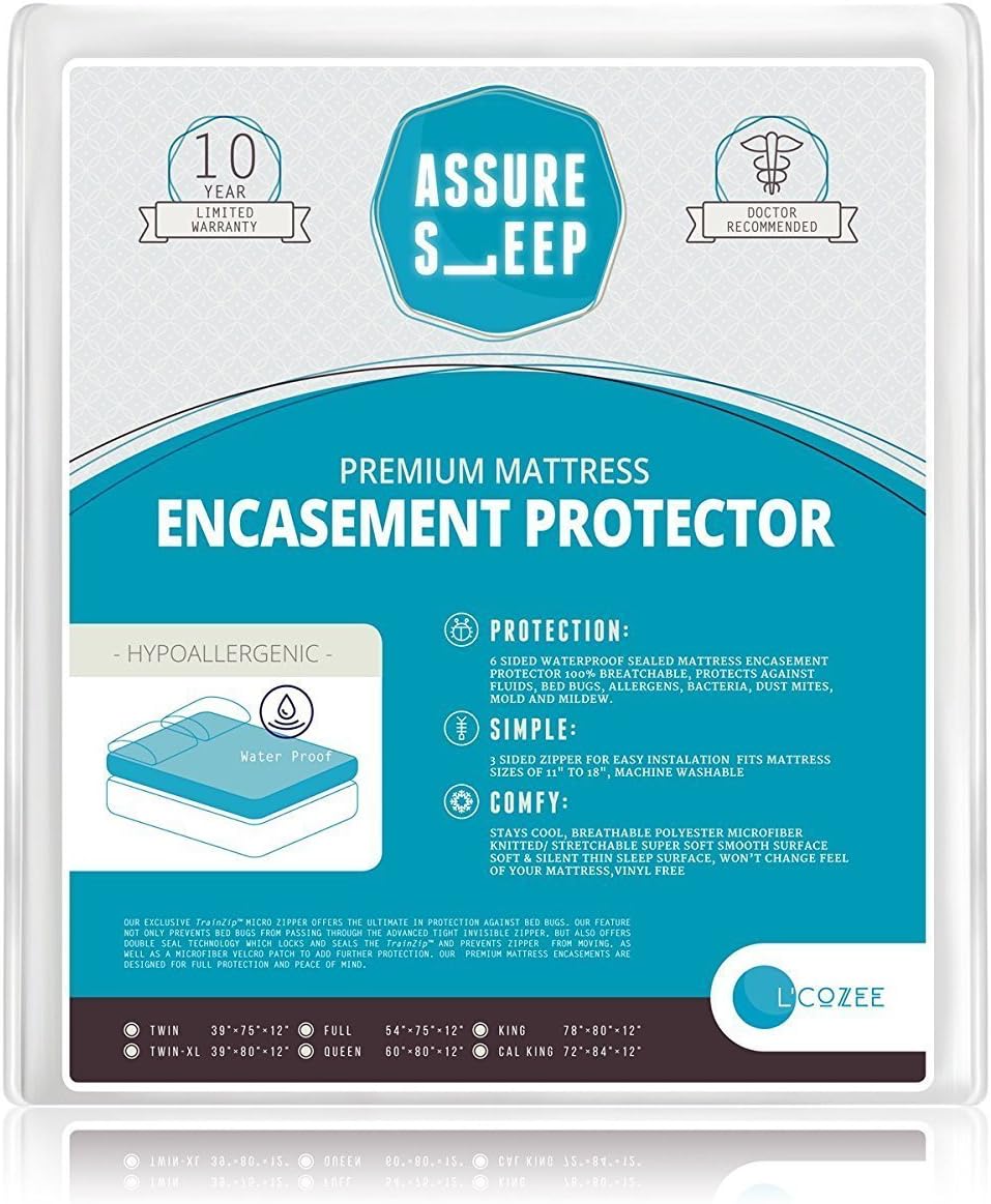 Waterproof Zippered Mattress Encasement Cover - Protector, Breathable, Crib-Baby-Toddler Size, Assure Sleep by L'COZEE