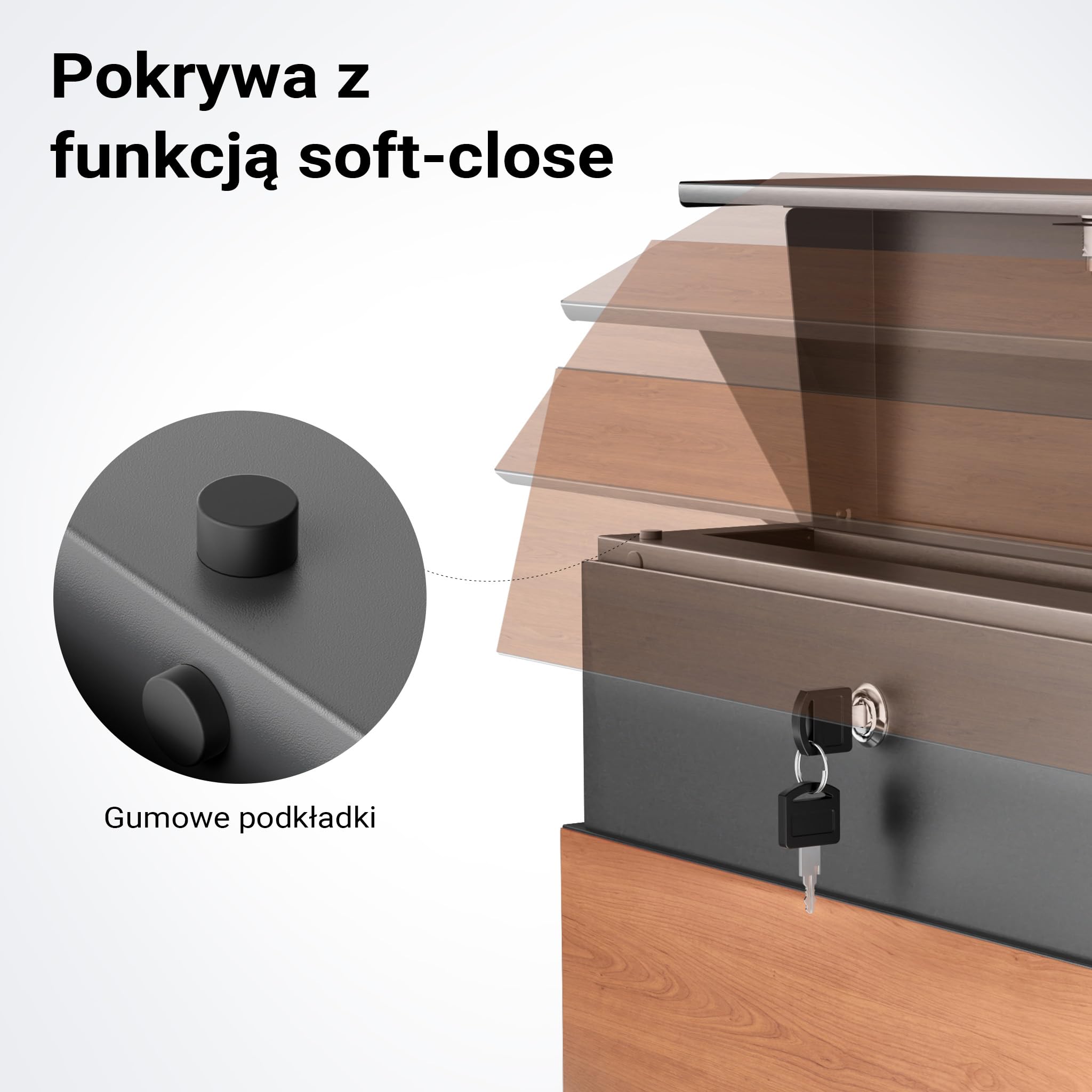 Wiltec Skrzynka pocztowa 395 x 142 x 1150 mm ze stali cynkowanej z drukiem UV imitujący drewno, słup na listy ze schowkiem na gazety, 2 kluczykami i klapą soft close