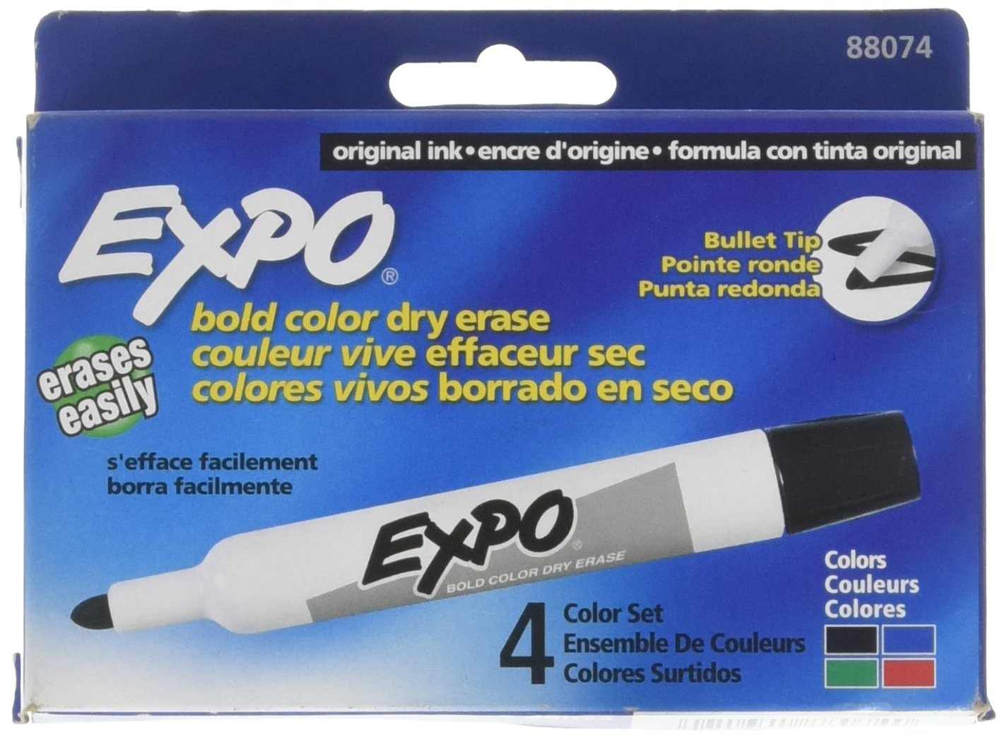 EXPO Low Odor Dry Erase Markers with Chisel Tip - 4 per Set Assorted Pack of 2 Total
