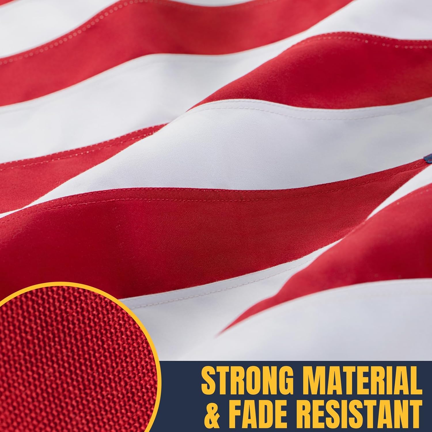 Cotton American Flag 3x5 Ft for Outside, TearProof Heavy Duty Fabric, Embroidered Stars, Sewn Stripes, Brass Grommets US USA Best Indoor Outdoor Flags - Image 4