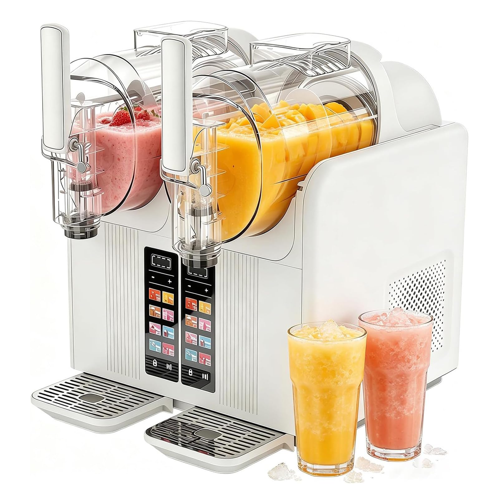 Macchina per Granite e Gelato Soft a Due Vasche White | Design a Doppia Vasca da 2x2 L | 7 Programmi Preimpostati | per Gelato Soft e Granita | Pulizia Automatica