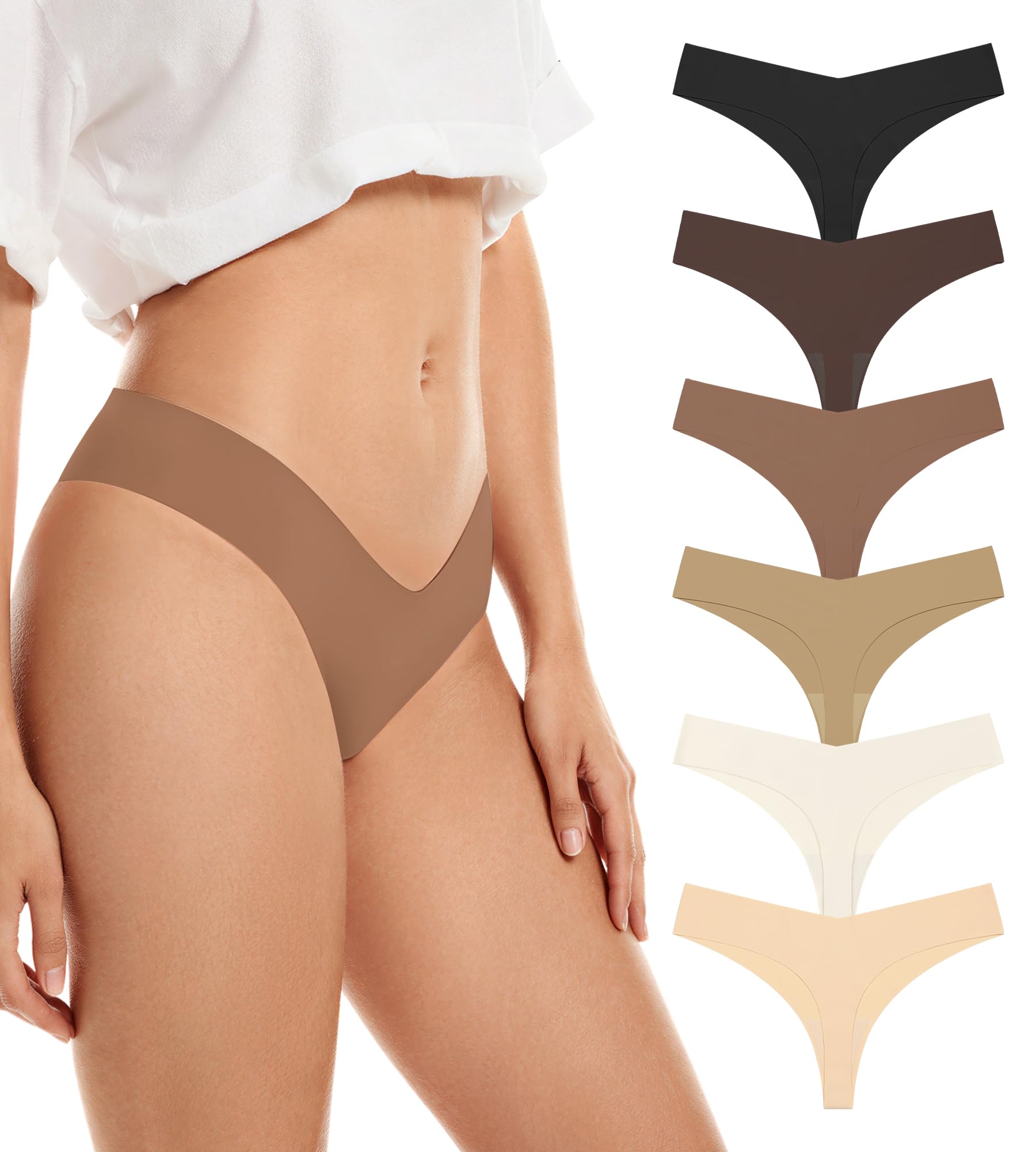 SHARICCA Nahtlose String Tanga Damen Unsichtbarer Tangas Unterwäsche Frauen mit Niedriger Taille V-Waist Atmungsaktiv No Show Thong Baumwolle Strings Set