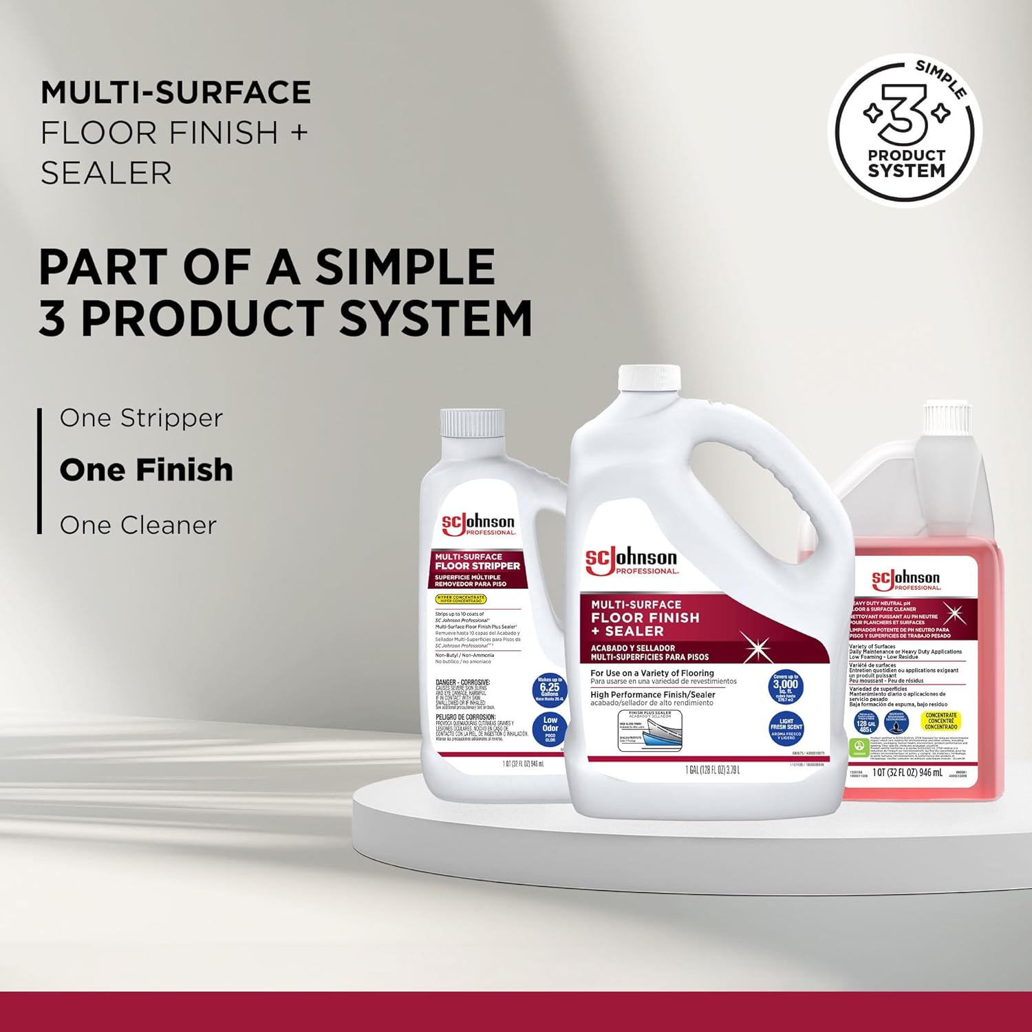 SC Johnson Professional Ready-To-Use Multi-Surface Floor Finish Plus Sealer 1 gallon, pack of 4