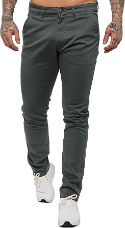 989Z  ENZO Mens Skinny Slim Fit Chinos Stretch Trousers Pants