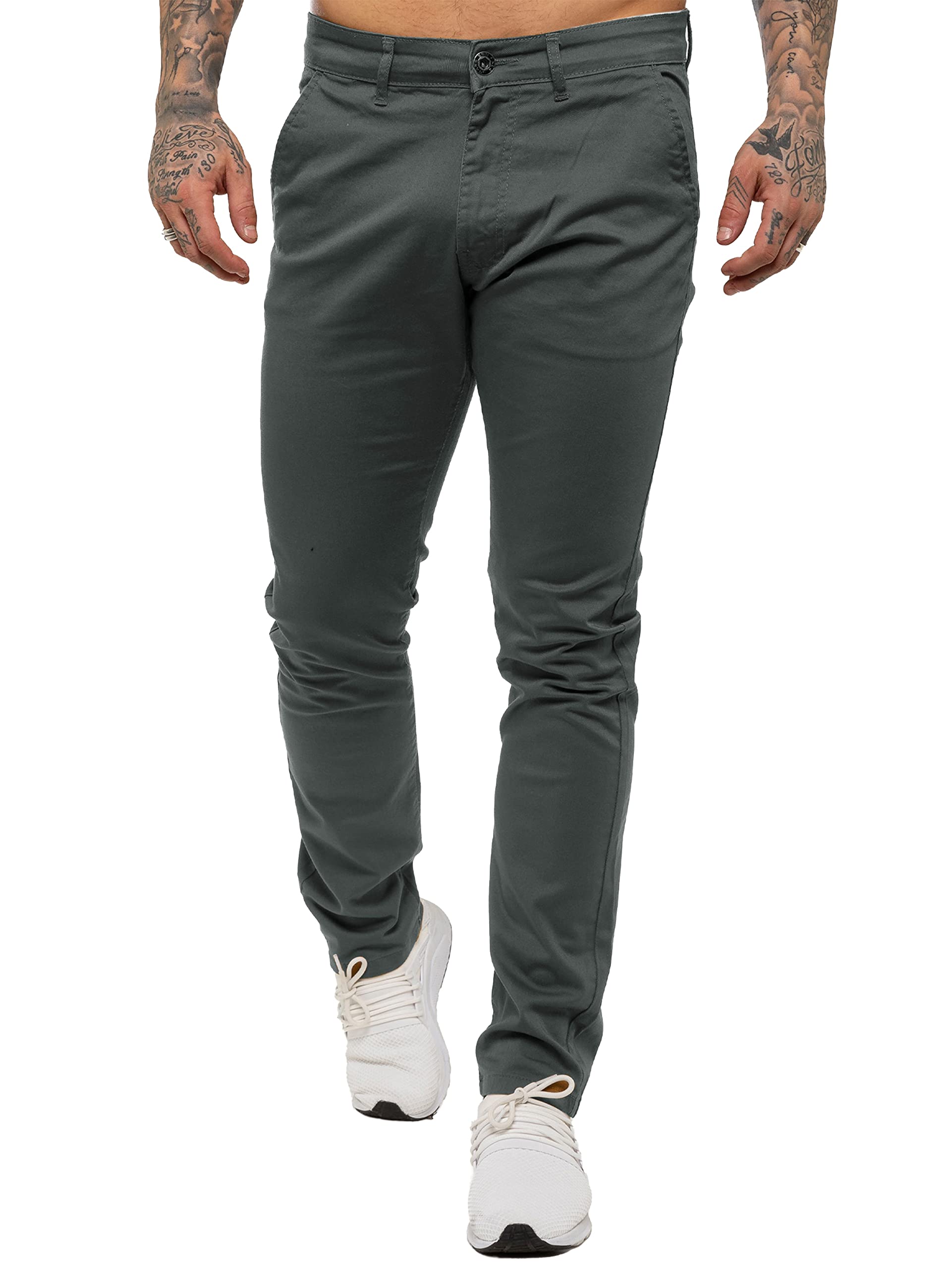 989Zé Enzo Men's Grey Skinny Slim Fit Chinos Stretch Trousers Pants Ez348 38 Regular