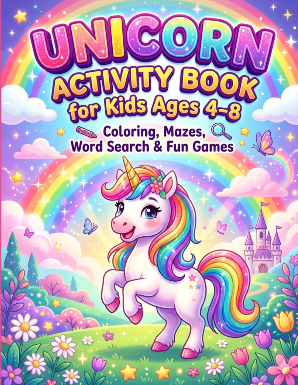 Unicorn Activity Book for Kids Ages 4–8: Coloring, Mazes, Word Search & Fun Games