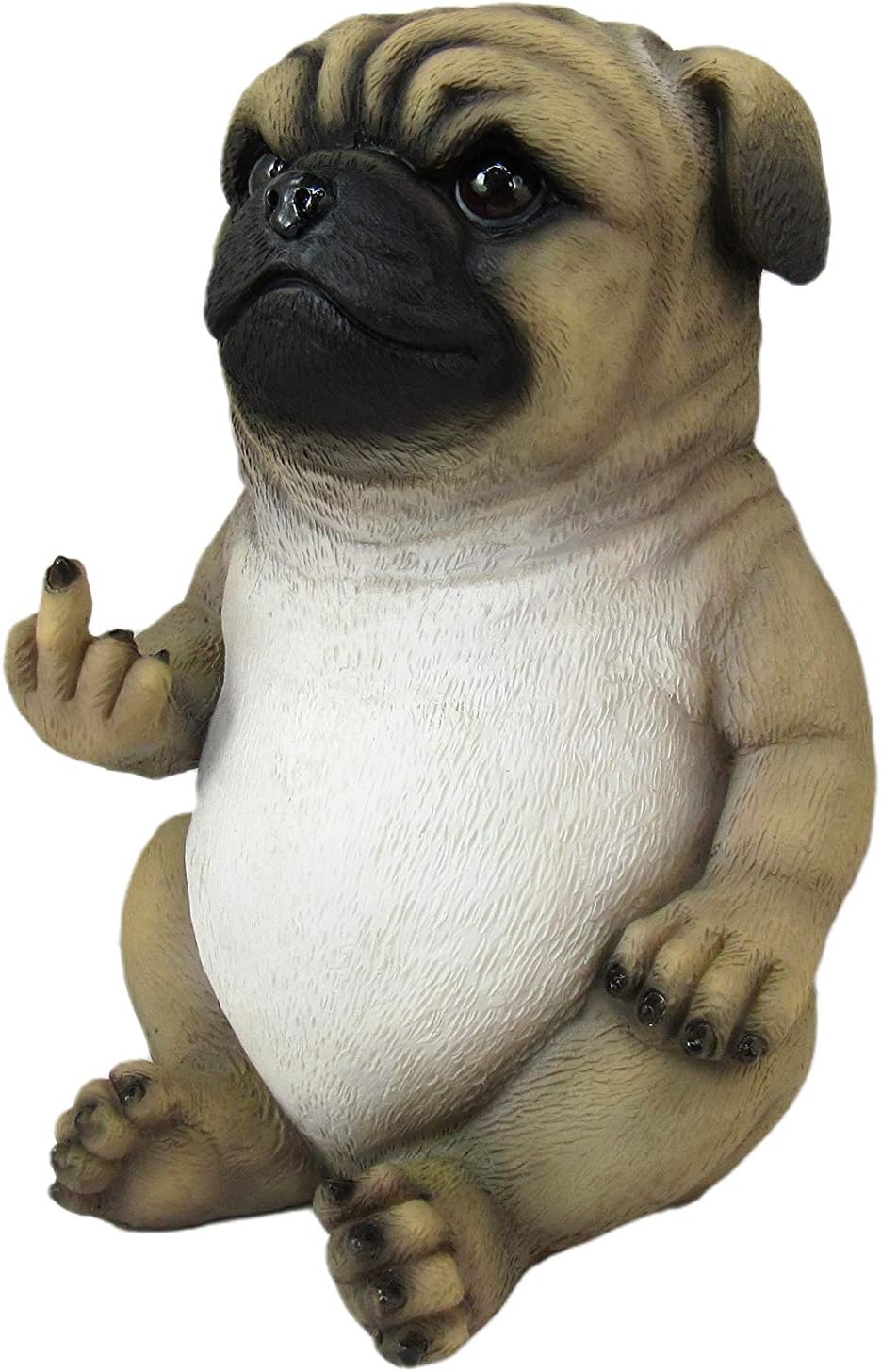 Pug Life Cheeky Middle Finger-Flipping Pug Dog Hand Painted Resin Statue - Adorable 6.75-Inch Decorative Figurine for Your Home, Office, and Garden Display