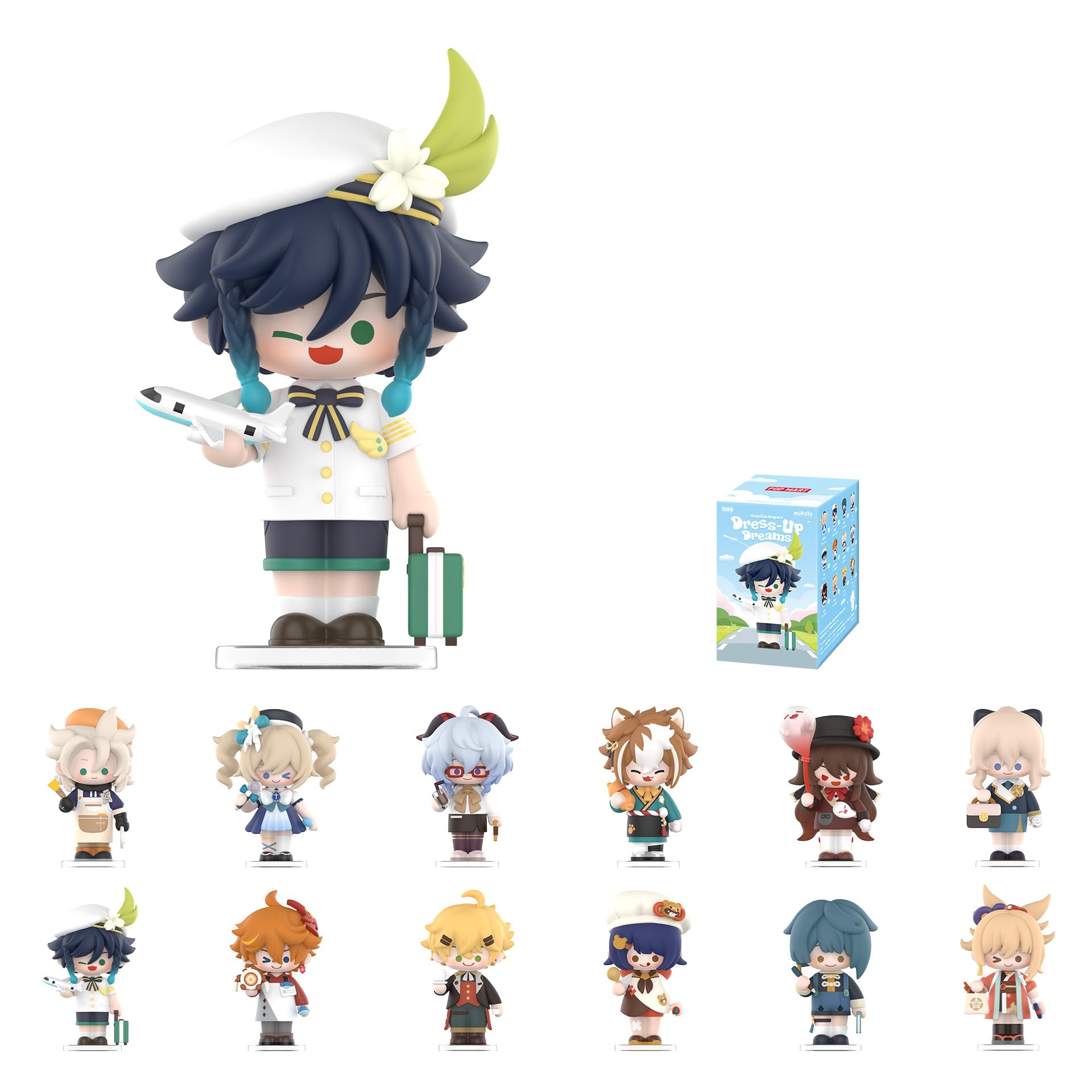 POP MART Genshin Impact Dress-Up Dreams Themed Chibi Series Figures, Genshin Impact Blind Box Figures, Random Design Action Figures Collectible Toys