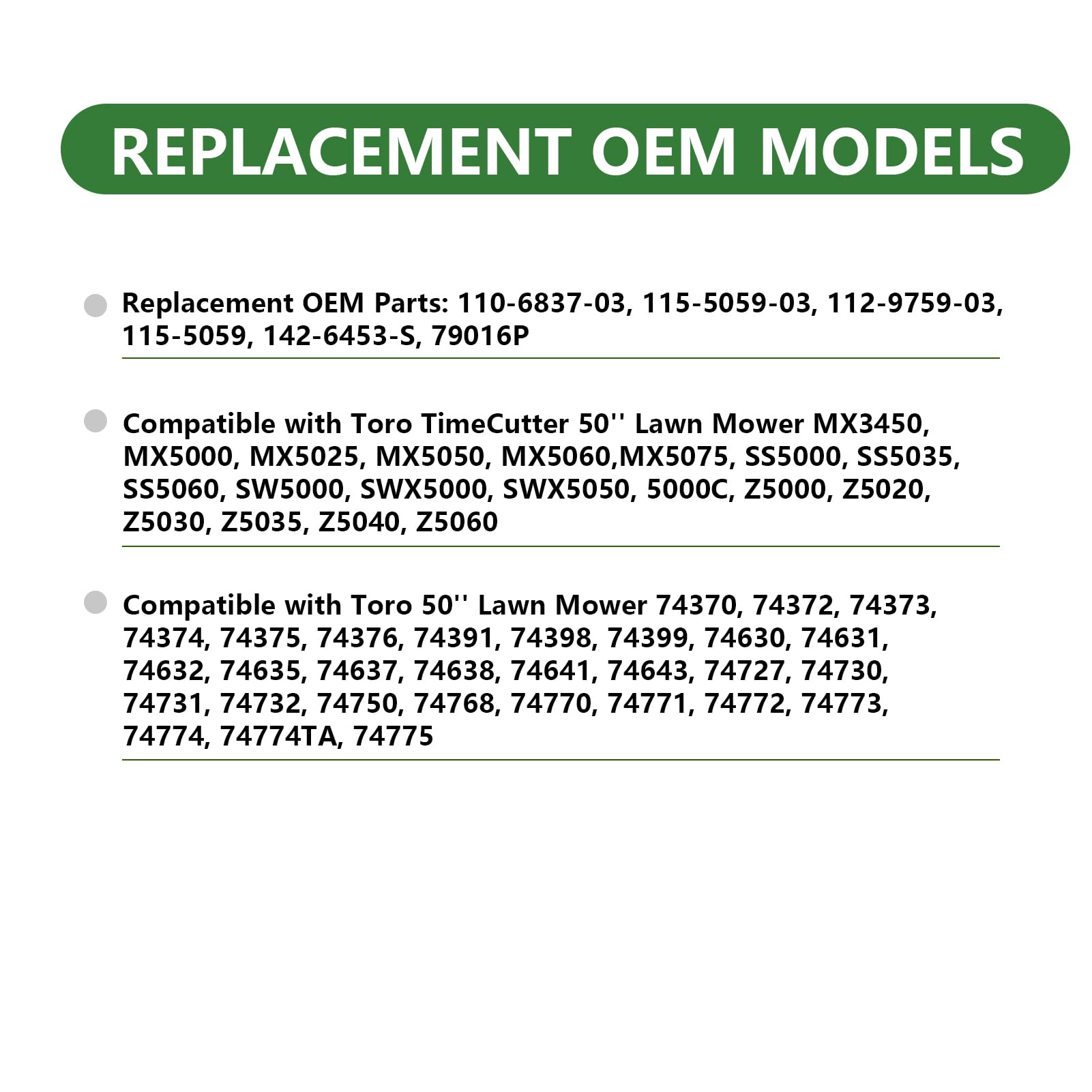 115-5059-03 110-6837-03 Cuchillas para cortacésped 50 Pulgadas (127 cm) Cuchillas de Giro Cero repuestos 3Piezas