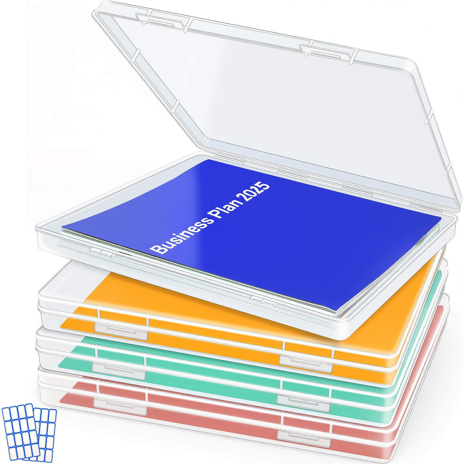 DUOFIRE - Contenitore portadocumenti in formato A4, trasparente 4-Pack