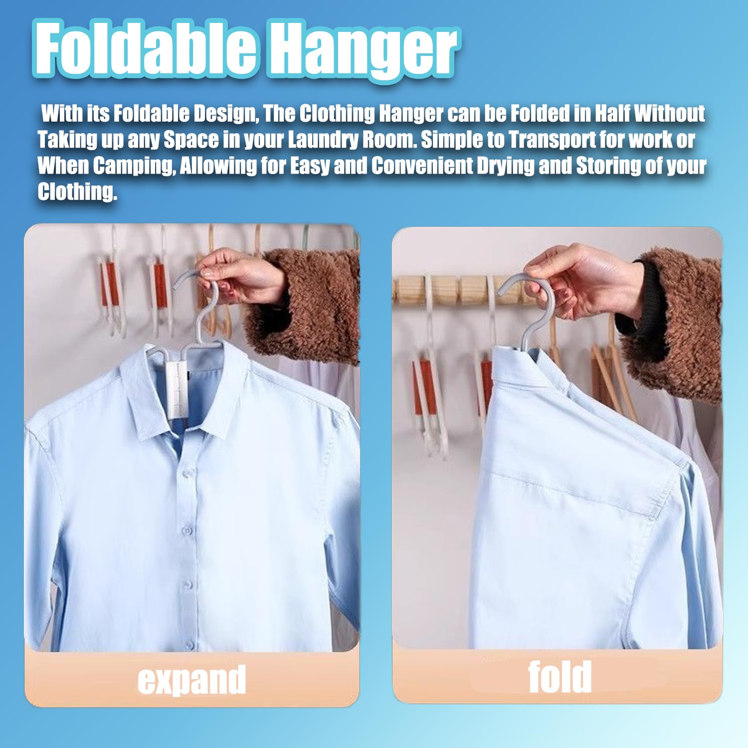 Perchas de viaje portátiles para ropa, paquete de 5 perchas plegables que ahorran espacio, perchas versátiles y plegables para toallas y clips para pantalones para una fácil colocación