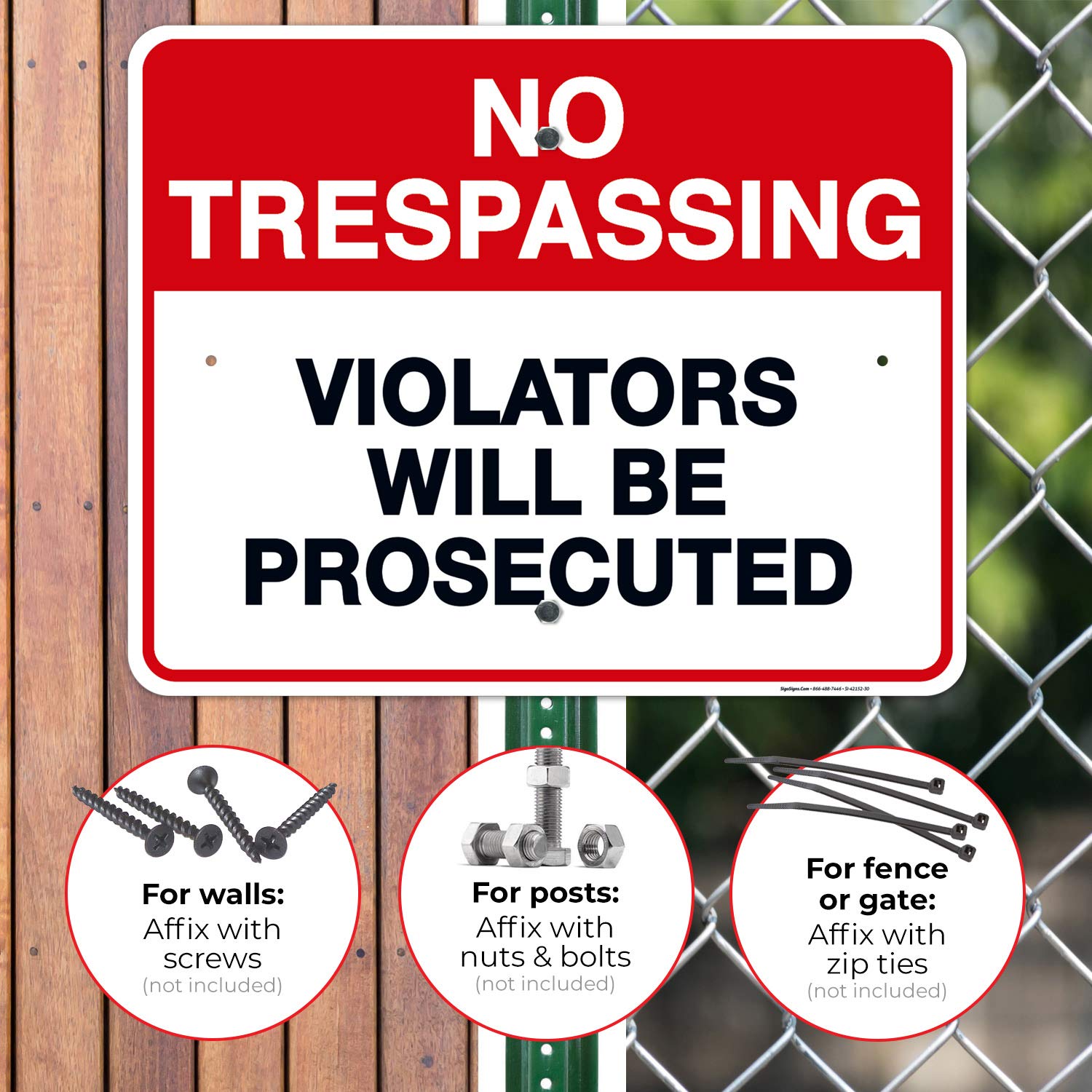 No Trespassing Sign, Violators Will Be Prosecuted, 24x30 Inches, Rust Free .063 Aluminum, Fade Resistant, Indoor/Outdoor Use, Made in USA