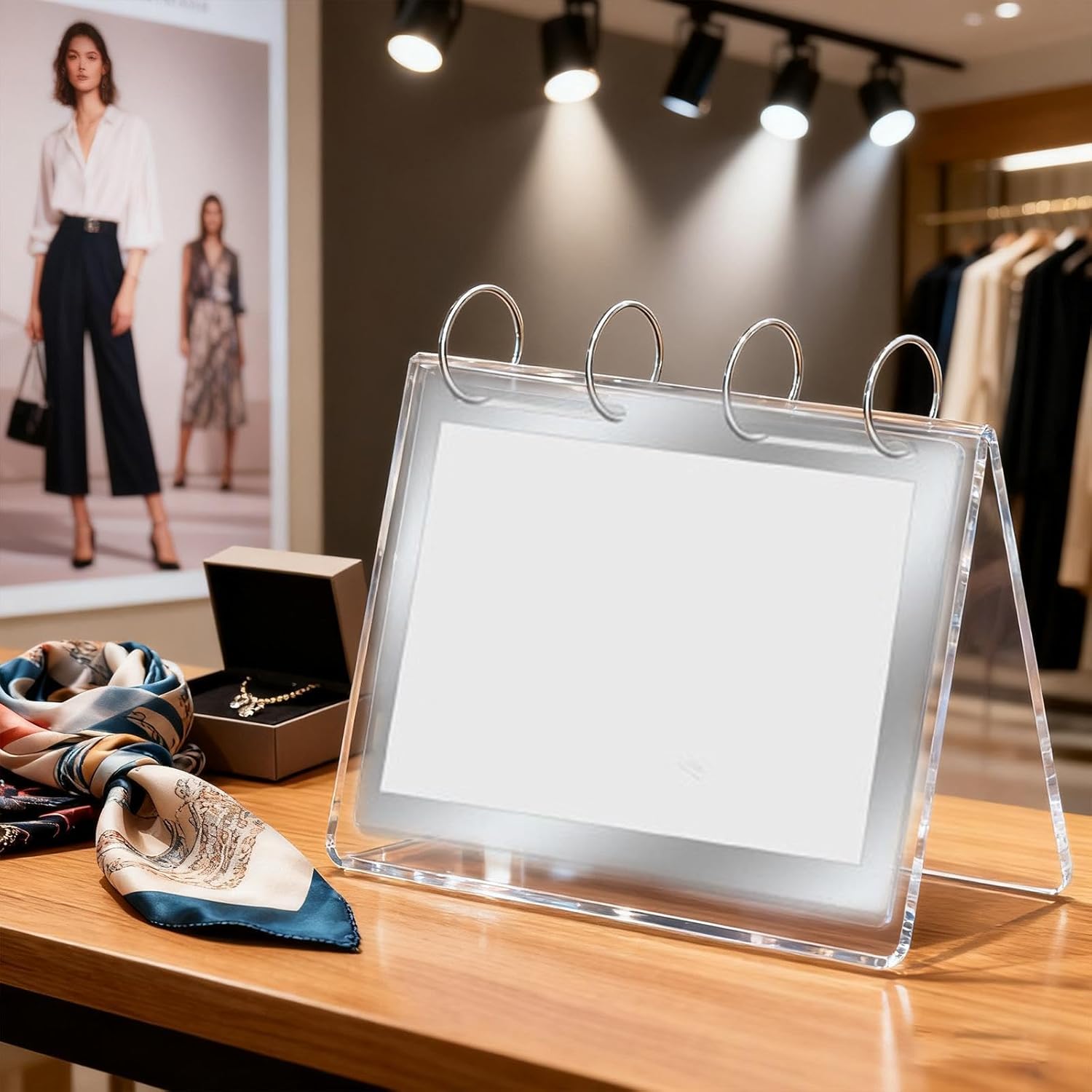 Flip Desktop Card Vertical Sign Holder Menu Price Multi Page Beverage Card Menu Display Stand for Store Tabletop Event- A5