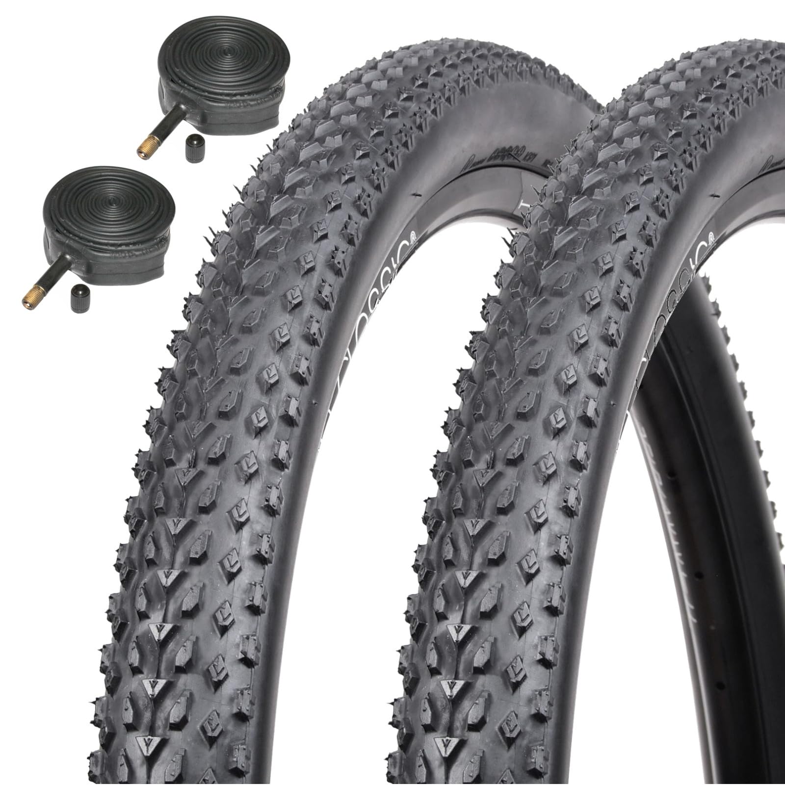 Havoc 27.5" x 2.10 Mountain Knobbly Bike Tyres with Schrader Inner Tubes (Pair)