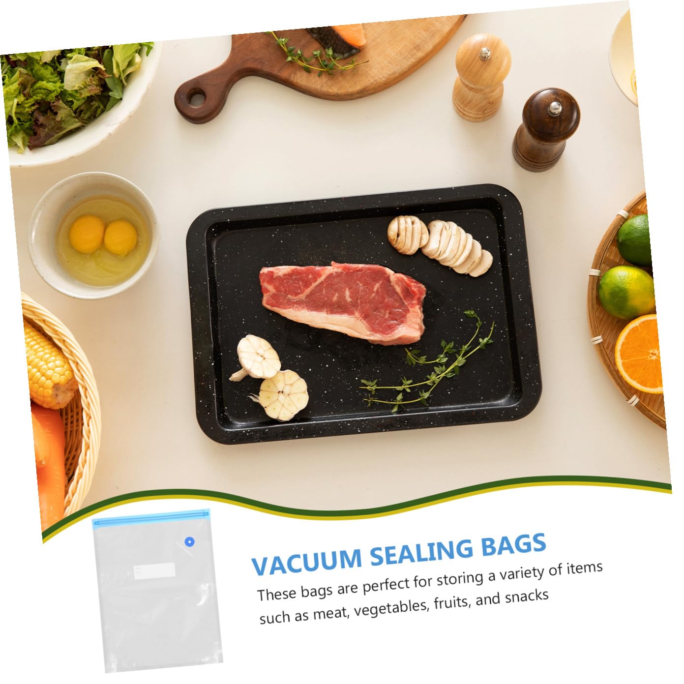 Bolsas de Almacenaje Vacío Reutilizables con y Clips para Alimentos Frescos Verduras y Carne Sellado Seguro para Refrigerador y Congelador