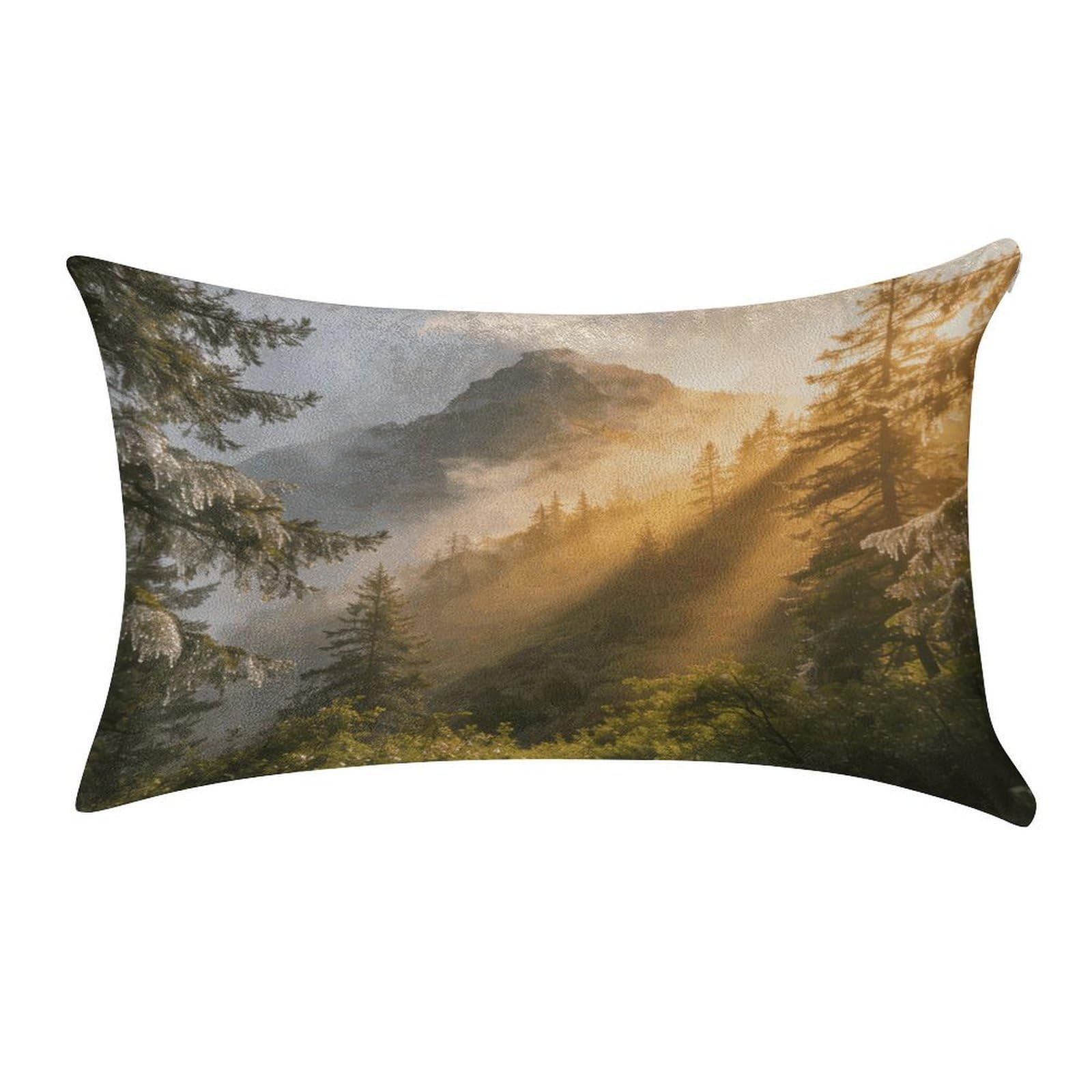 Fodpand Style Misty Forest Mountain Pillowcase,Elegant Designed Home Decor,Velvet Pillowcase,Soft And Cozy,Pillow Case Cover With Hidden Zipper For Bedroom, Sofa, Couch