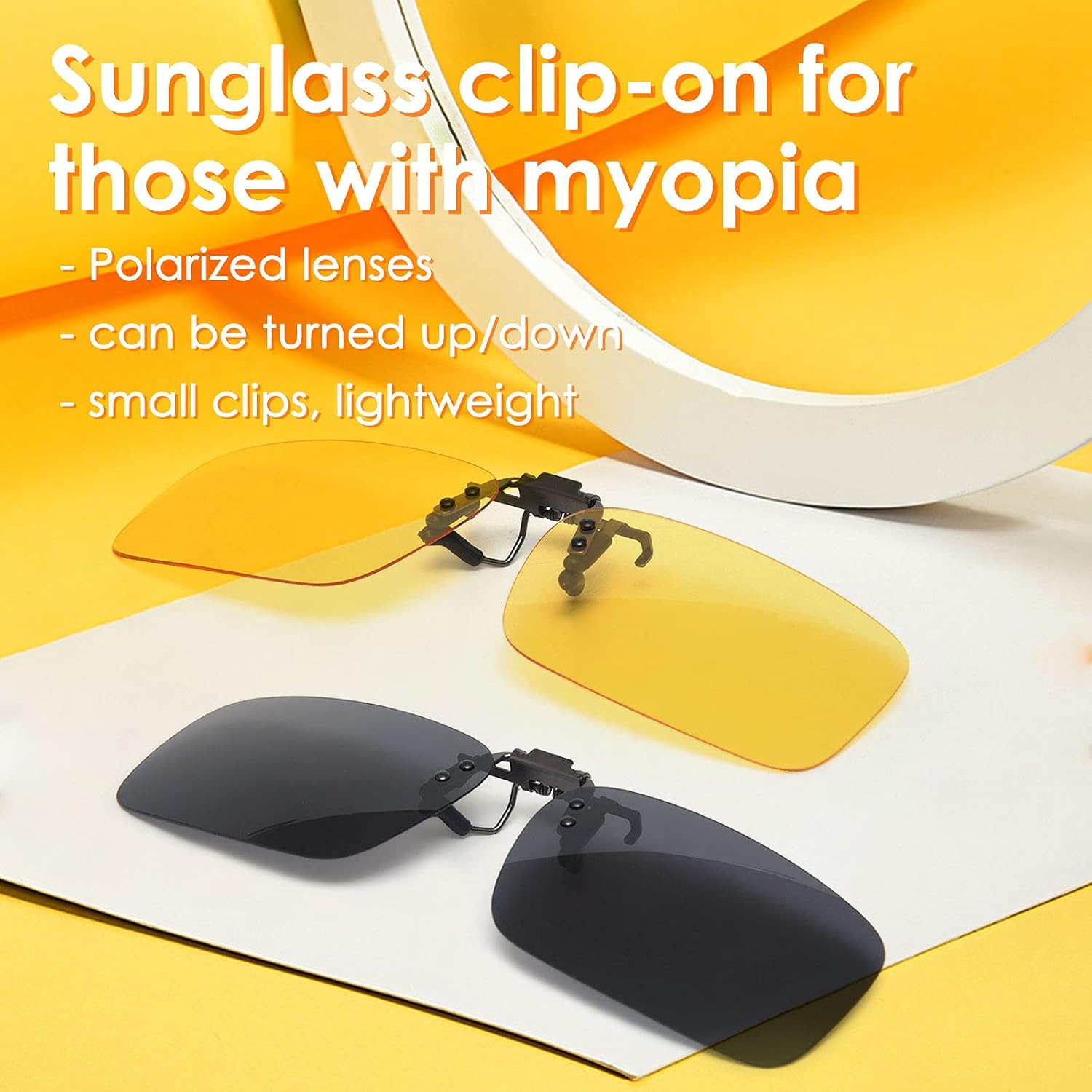 TERAISE Clip on Sunglasses for Men Women,Polarized Yellow Night Vision Glasses Clip On, UV400 Anti-Glare - Image 3