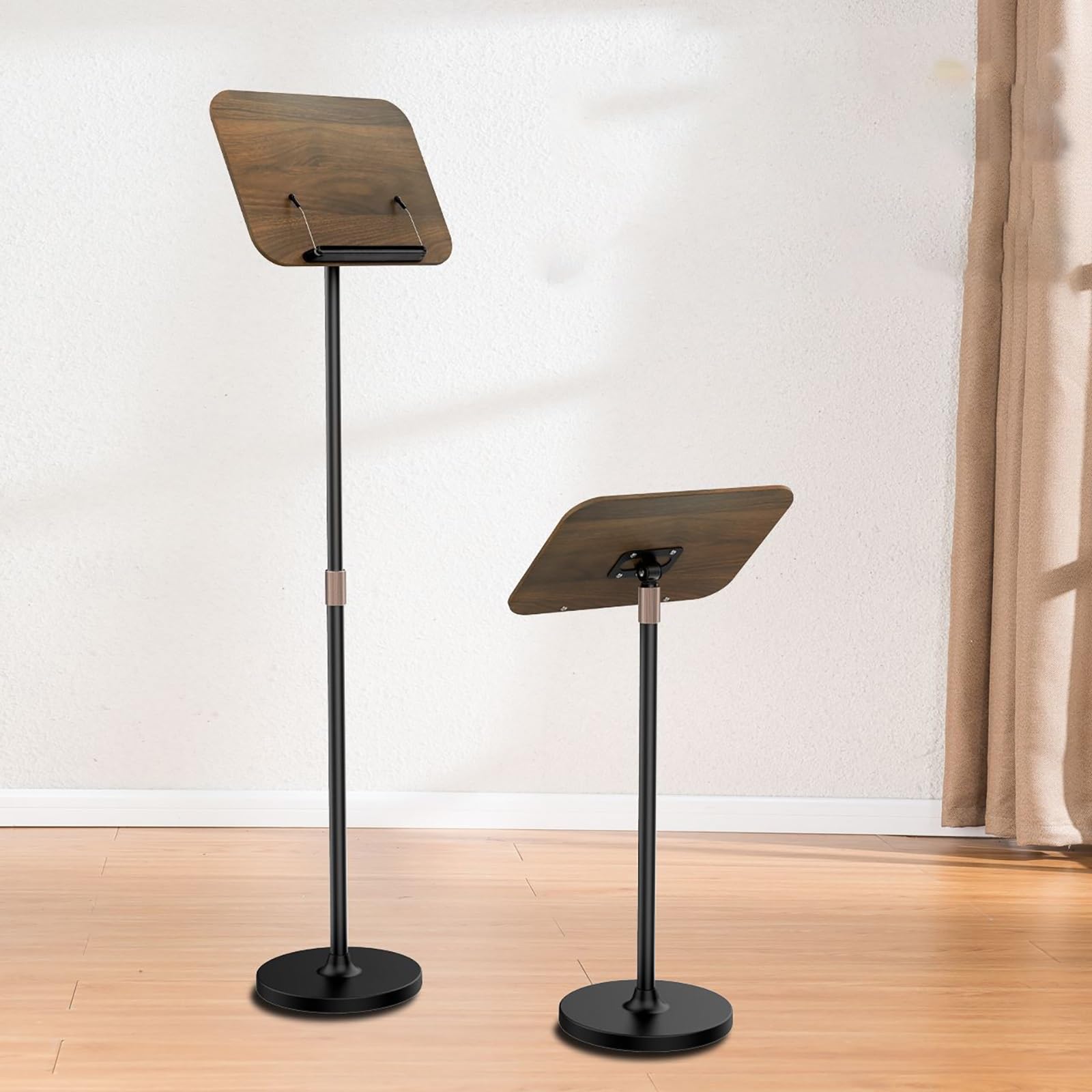 Podio de madera ajustable que soluciona la postura en exposiciones