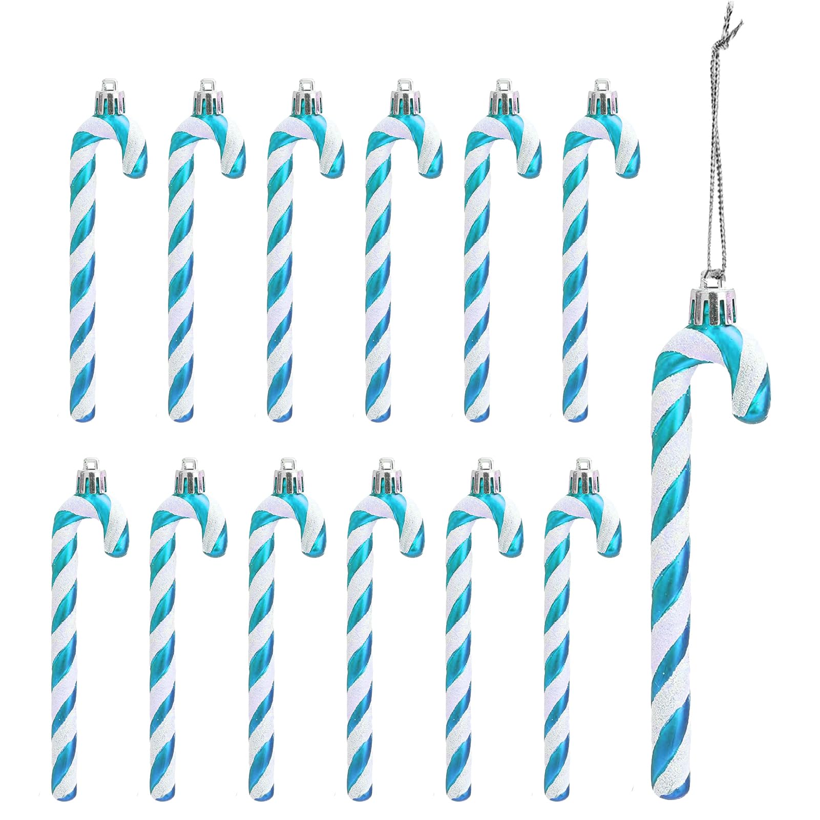 Canne à sucre de Noël turquoise pour une décoration de sapin féerique