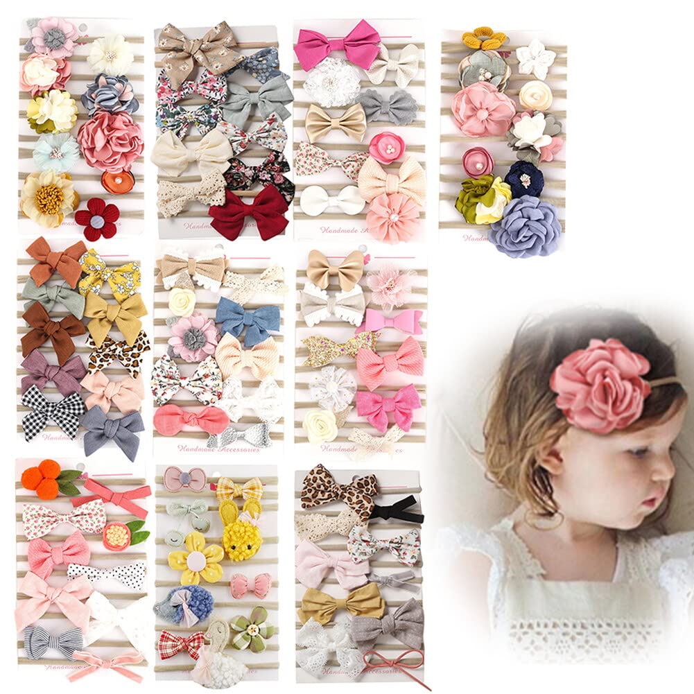 Elastic Bow Headbands for Baby Girls Asudaro 10 Pcs Chic Baby Girl Bow Elastic Hairbands Handmade Nylon Bows Headbands Hair Accessories For Newborns Infants Toddlers And Kids Bows Headbands - Image 2