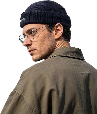Clakllie Thick Fisherman Beanie Cuffed Knitted Hat Warm Men's Toque Plain Acrylic Watch Skullcap Winter Trawler Hats