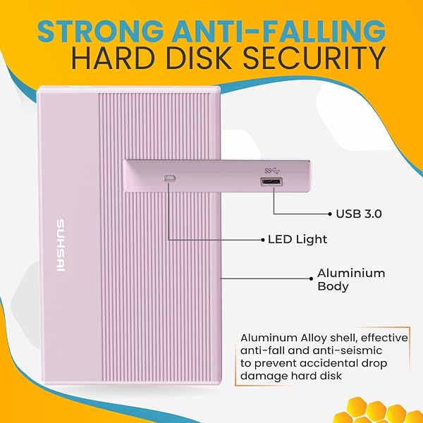 SUHSAI Disco Duro Externo de 500 GB Copia de Seguridad de Datos HDD - Expansión de Memoria de 2,5" Disco Duro portátil USB 3.0 Compatible con Mac, Escritorio, PC, PS4, PS5, (Rosa) - 5