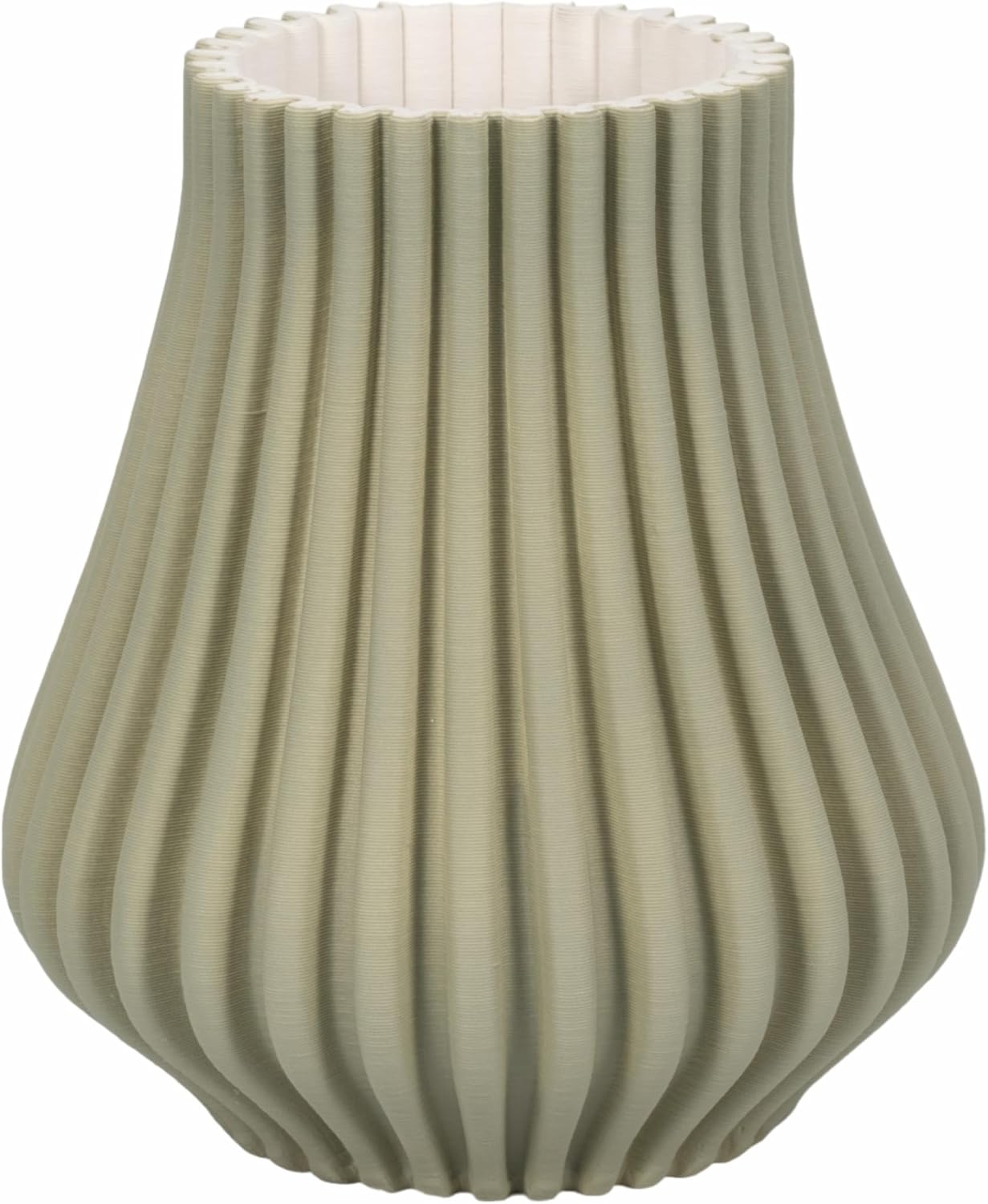 Ceramic Vase for Home Decor – Sculptural 3D Design Living Room Vase for Bedroom, House, Room, or Office Accent – Ribbed Decorative Flower Accent and Table Accents – 11” Green