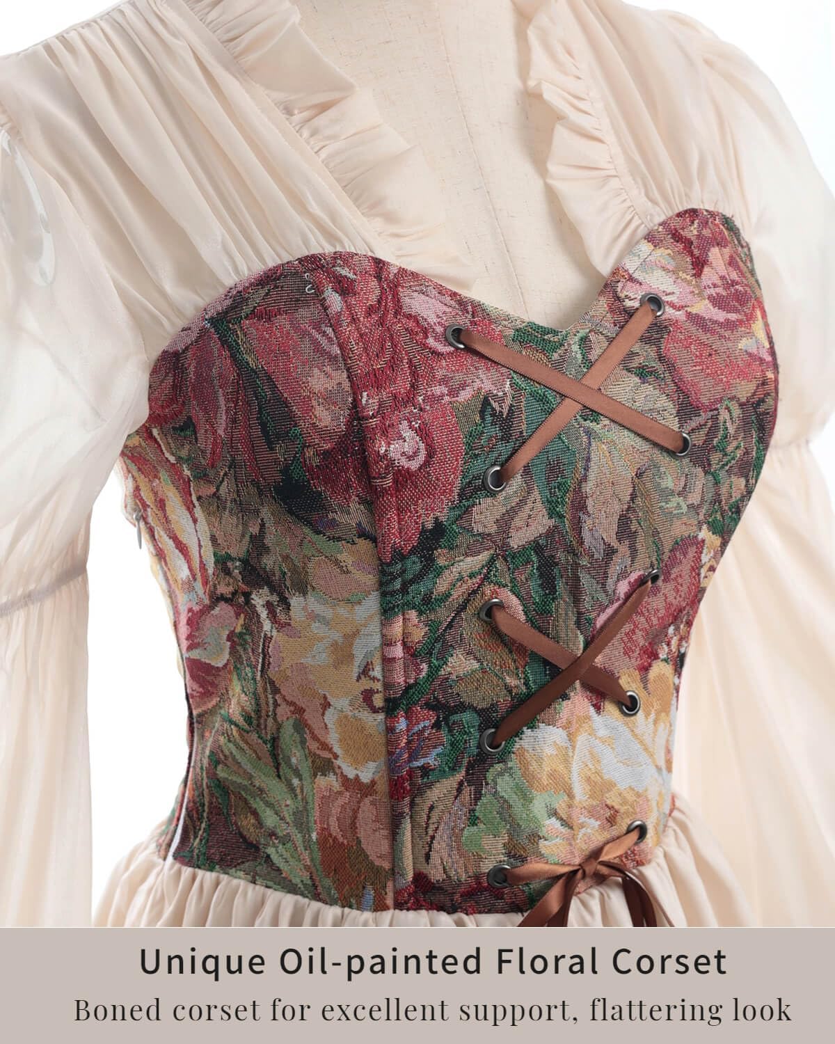 Nuoqi Victorian Dress for Women Renaissance Costume Edwardian Vintage Fairy Dress - Image 5