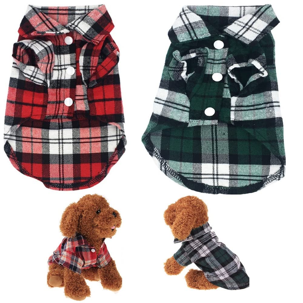 2pcsPet Shirt Classic British Style Plaid Dog Vest Clothes For Small Dogs Chihuahua Cotton Puppy Shirts T shirt Cat Vests（M）