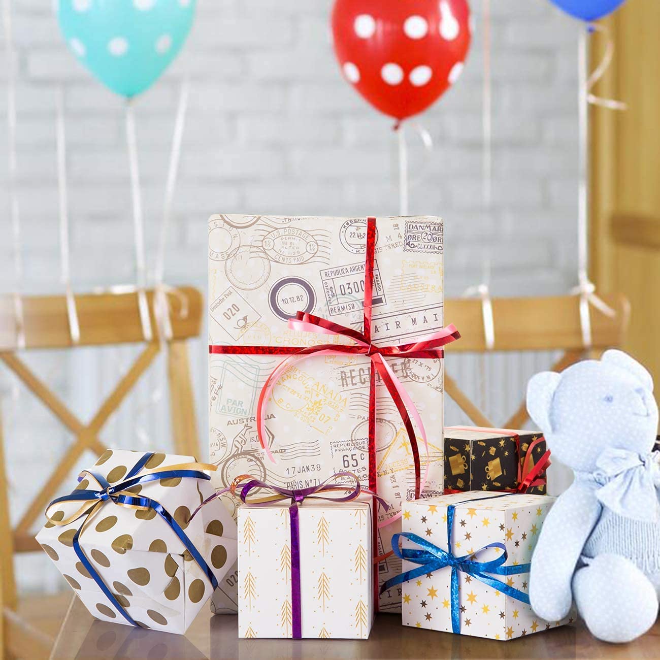 Lot 18 Rubans Cadeaux Frisés - 20m Chaque, Polyester, Pour Emballage Et Déco Noël