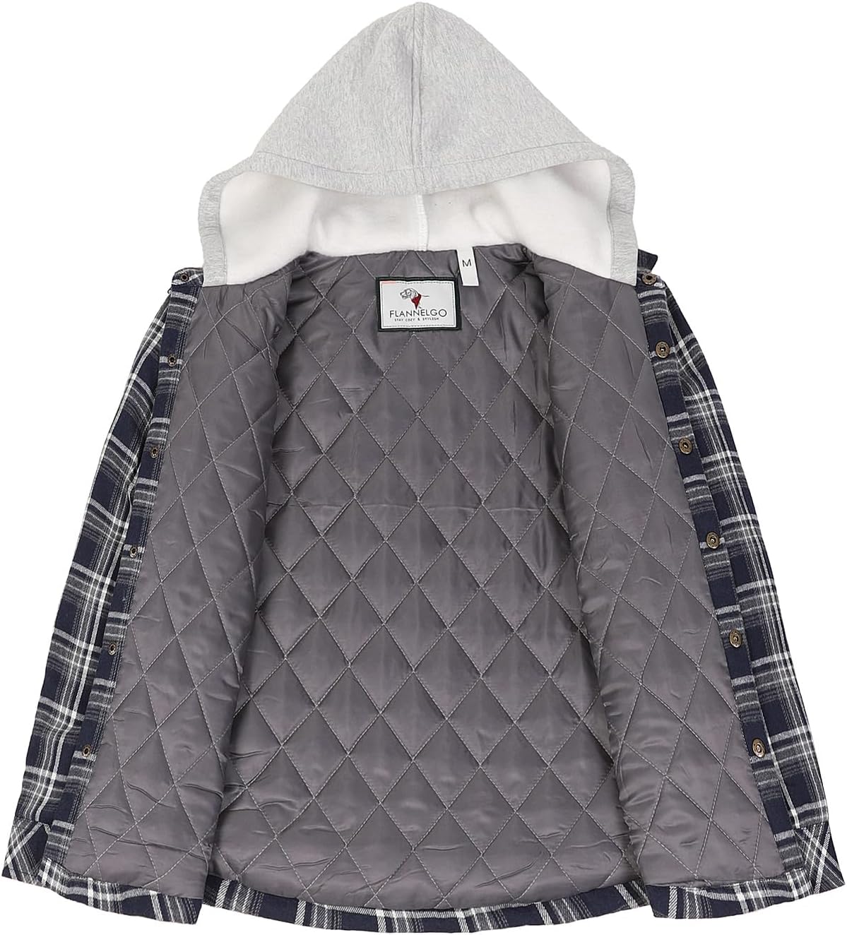 ZENTHACE Kids Quilted Lined Hooded Flannel Jacket, Winter Warm Snap Button Coat for Boys Girls,Lightweight Thermal Outerwear - Image 2