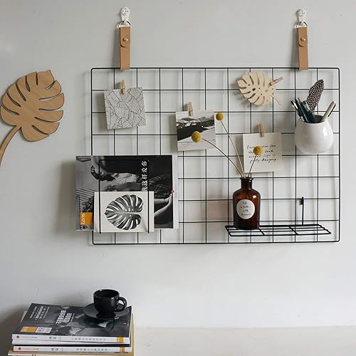 Miniatura 3 de FRIADE Cesta colgante de panel de rejilla de pared con ganchos, estantería, estante de exhibición, organizador de pared y estantería de metal para