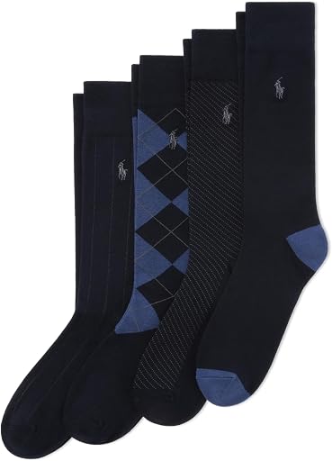 POLO RALPH LAUREN Men's Assorted Pattern Dress Crew Socks (4-Pack)
