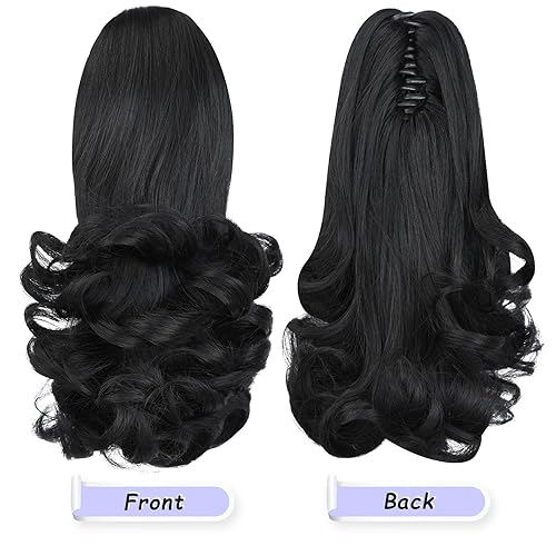 Miniatura 3 de Extensión de cola de caballo, extensiones de cabello con clip de garra de 12 pulgadas, extensiones de cabello corto y rizado, extensión de cabello